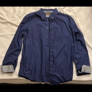 Blue, Steel & Jelly Button Up with “Robert Graham Type design on wrists”
